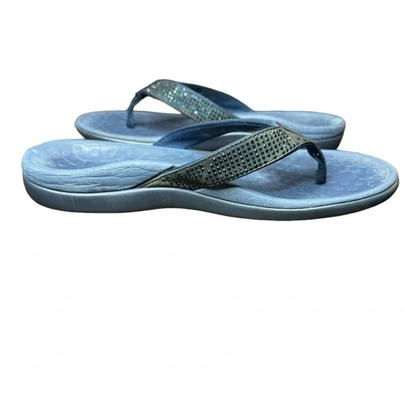 Vionic Tide Rhinestone Thong Sandals Size 7 Navy - Picture 4 of 10